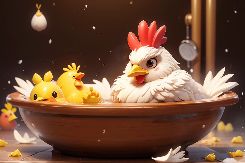 A chicken character that is annoying but lovable、Hates baths