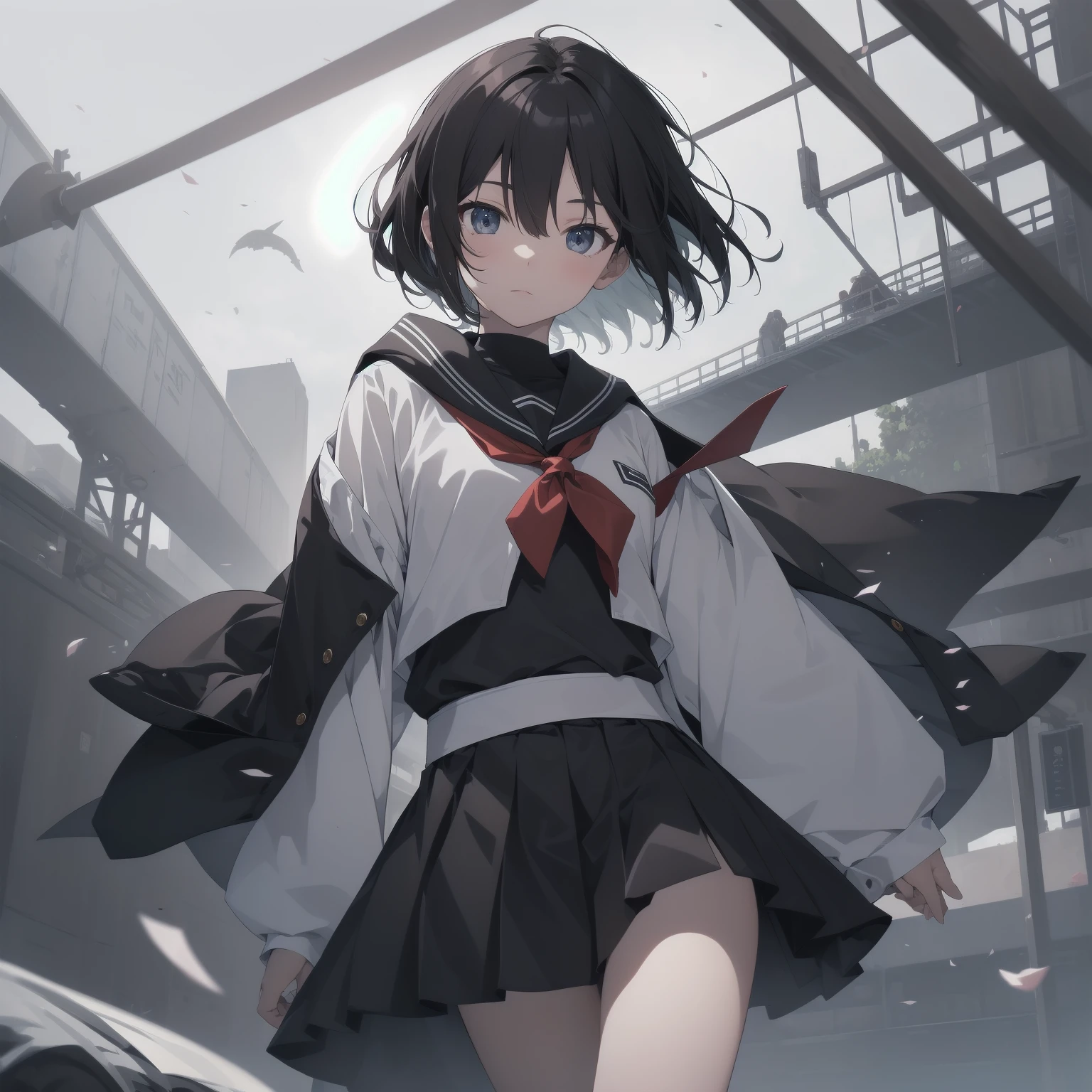 ultra-absurdres-Top quality by artist God, ultra-detailed, high resolution, anime moe artstyle, best anime 8k konachan wallpaper, pixiv contest winner, pool:2810, perfect anatomy,break, 1girl, (Please draw a girl walking sleepily to school alone. )break,(Solo,little female, 13-year-old:1.3),Full limbs, complete fingers,a junior high school student, (very short hair), short cut, flat chest, , small butt, small black eyes, beautiful detailed eyes, well-proportioned iris and pupils, expressive eyes, highres detailed hair, soft expression, salor school_uniform, sailor collar, serahuku, bow, pleated skirt,(Detailed Lighting), (Detailed background), in the School commute route. break,super detailed skin, Best cinematic lighting powered by famous artist, 8k,beauty illustration,photoshop_(medium),very aesthetic,break,((artist:anti_(untea9) )), artist:clamp ,artist:carnelian ,artist:kantoku ,
