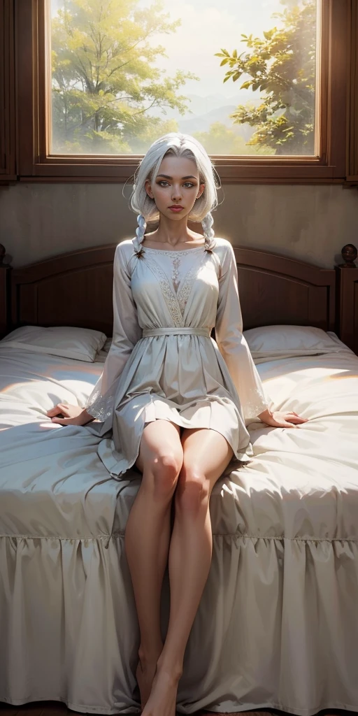 Wear a white dress,Snuggle up to your side,Sniff hair in bed,petty eyes,Cold eyes。 --auto