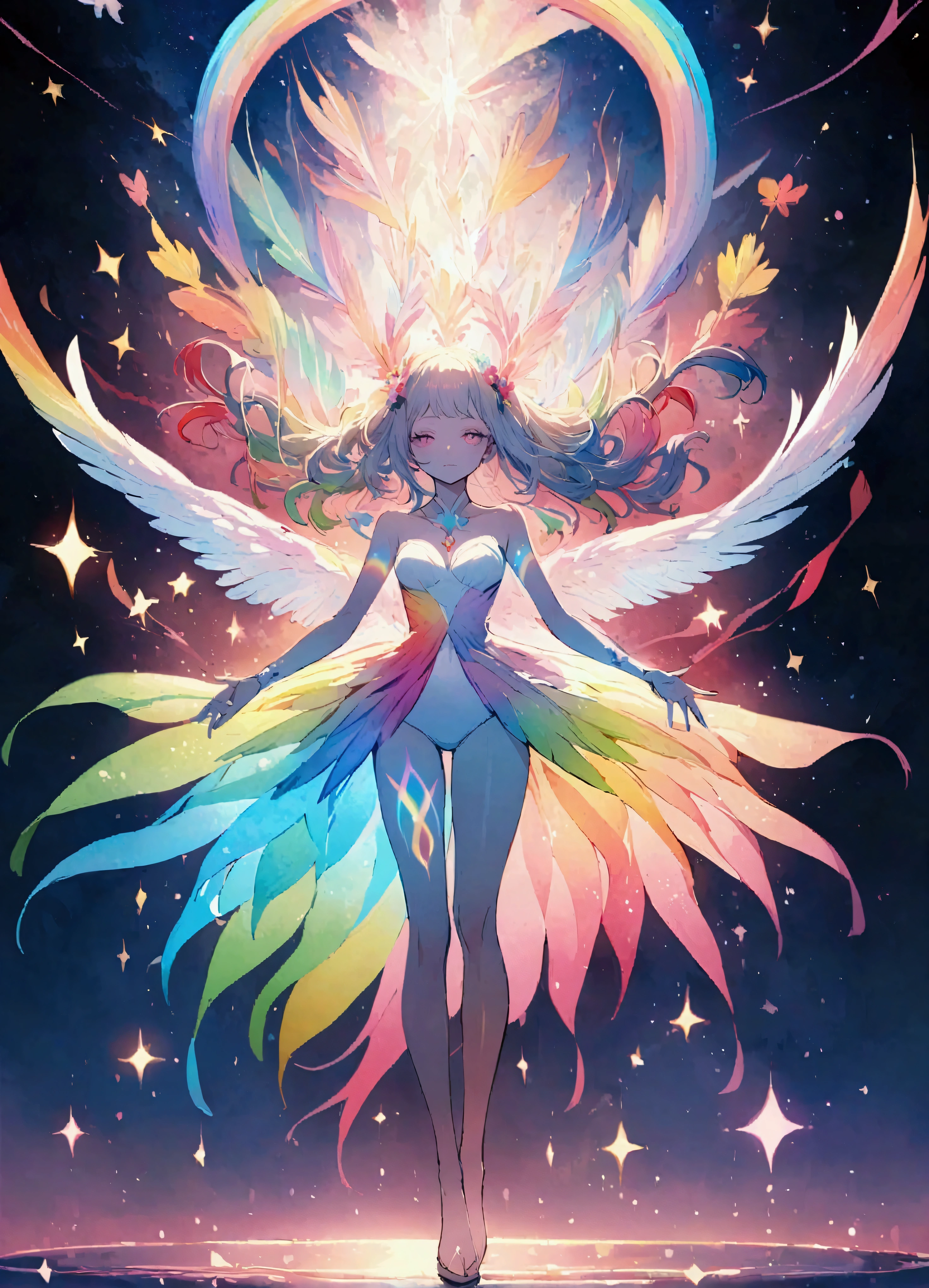 Full body glowing rainbow magic tattoo