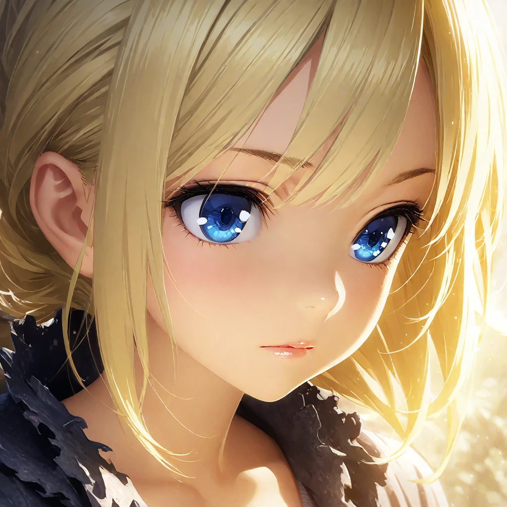  girls profile picture, portrait:1.2, Practical, blue eyes, Blonde hair, Mid-chest, 4K resolution, High quality CG, Beautiful CG, Soft Light, Octane Rendering