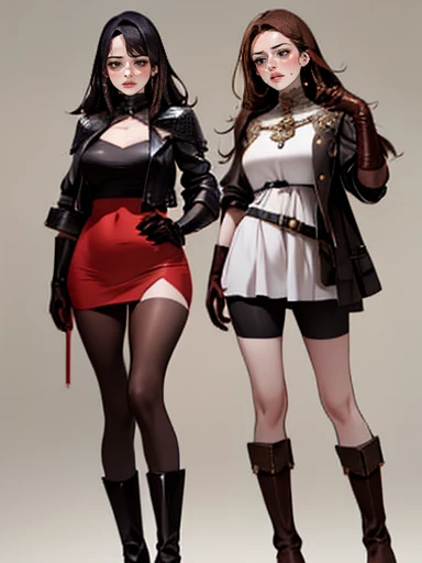 Imagine a beautiful girl in full body,    long brown hair, drill_hair,  blue almond eyes, medium breasts, hipbones, beautiful curvy figure. Wear a beautiful pompous mini dress, fitted cycling shorts, short open leather jacket, light leather armor, heart shaped breastplate,  high heel boots leather gloves, kneepads, leather elbow pads.  Simple standing position, in a square, at noon, mischievous look, Tender smile, looking at the viewer. 4K quality, perfectly detailed, in a Genshin Impact style, anemo character style. 