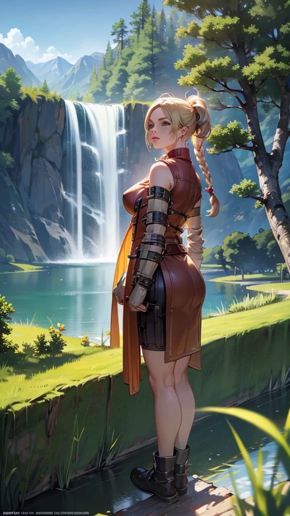 masterpiece, best quality, high quality, extremely detailed CG unity 8k wallpaper, scenery, outdoors, sky, cloud, day, no humans, mountain, landscape, water, tree, blue sky, waterfall, cliff, nature, lake, river, cloudy sky,award winning photography, Bokeh, Depth of Field, HDR, bloom, Chromatic Aberration ,Photorealistic,extremely detailed, trending on artstation, trending on CGsociety, Intricate, High Detail, dramatic, art by midjourney