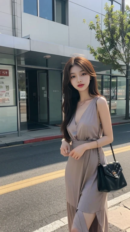 1 Girl,roadside,Soft Light,Chinese Beauty,dress,Long hair