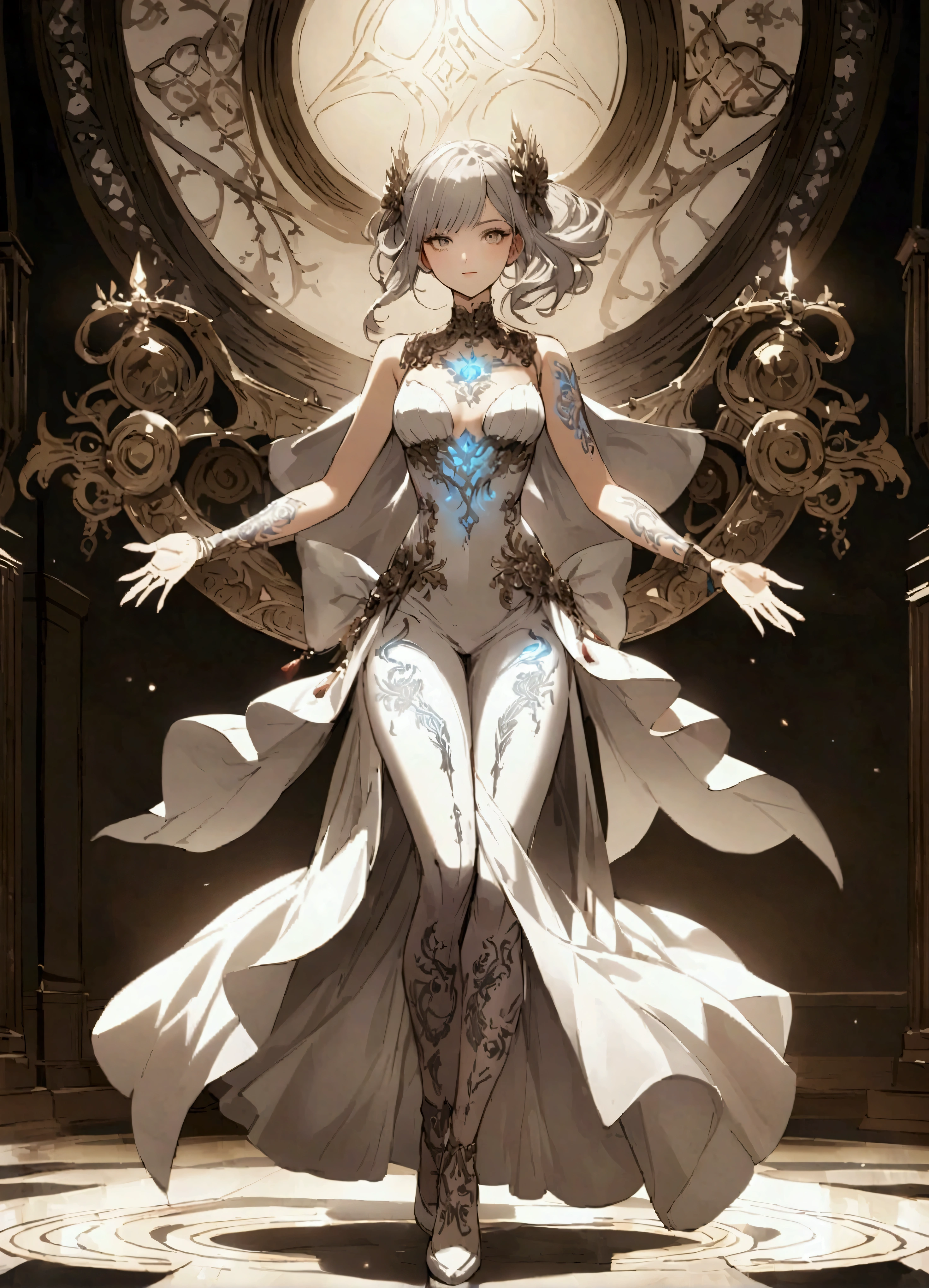 Full body glowing silver magic tattoo