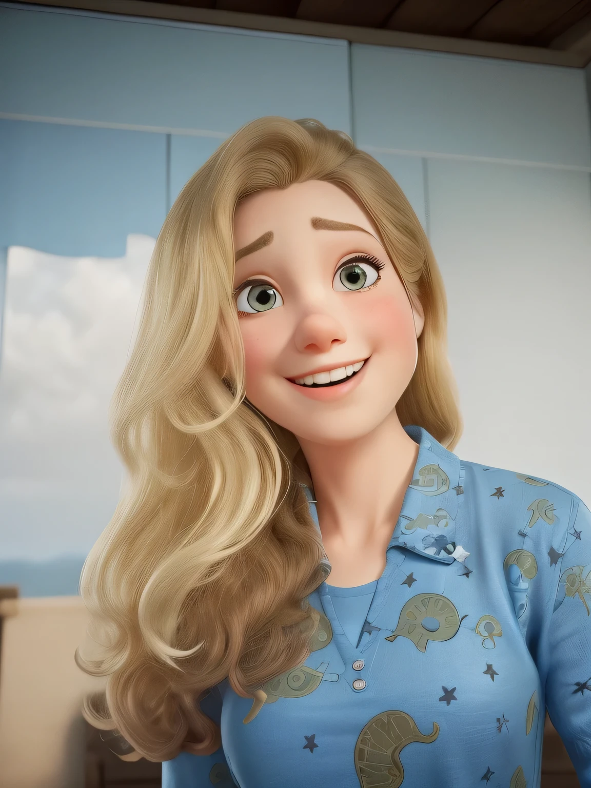 Beauthfull, Disney  style, ((trunk)), blue dress