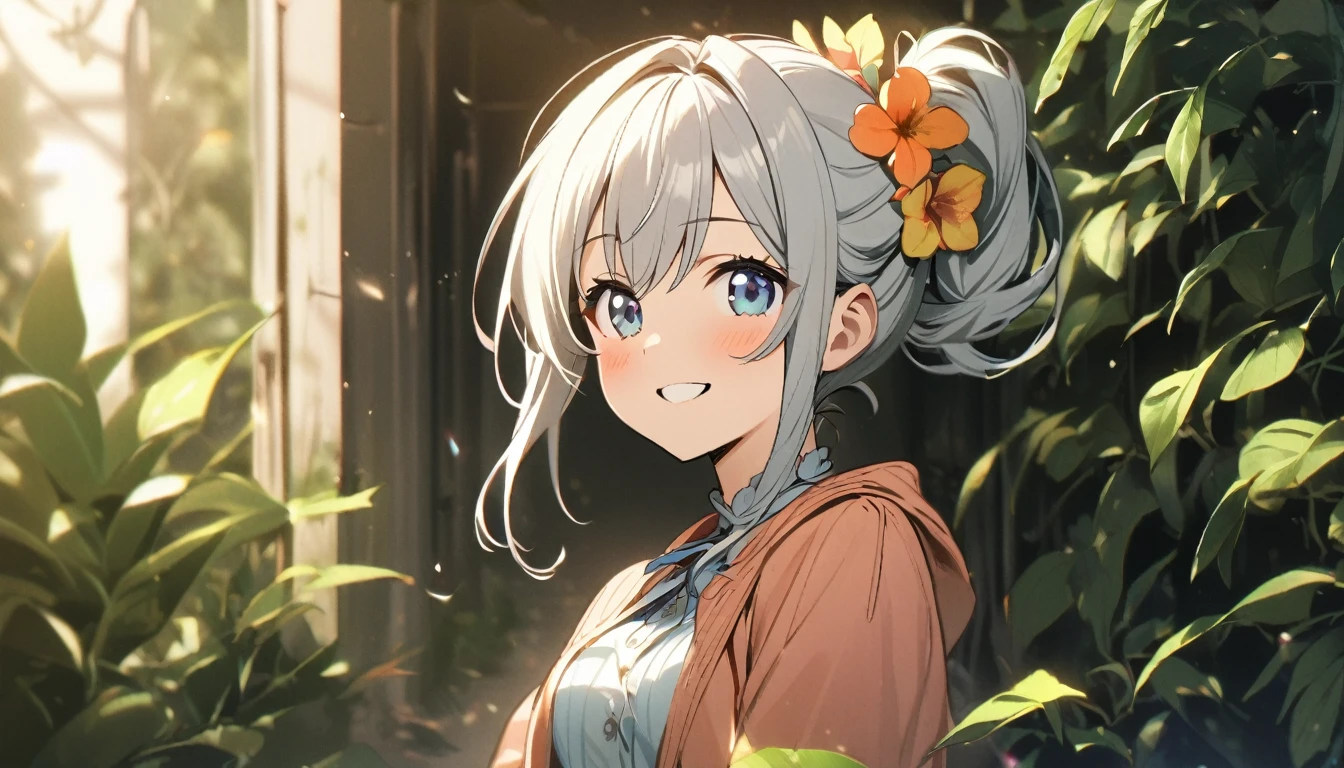 1 girl, smile