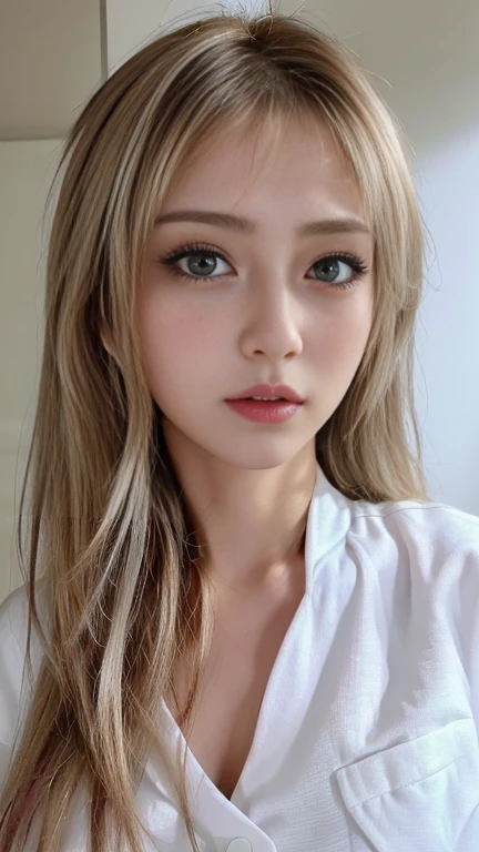 nurseの服装,nurse,hospital,blonde,((Highest quality、8k、masterpiece:1.3))、Sharp focus:1.2、Beautiful woman with perfect body:1.4、Wet body:1.1、Highly detailed face and skin texture、  Detailed eyes、double eyelid、Sunburnした肌、sexy、Sunburn