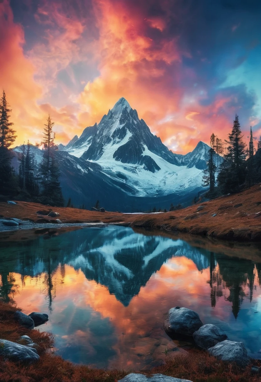a surreal Wolpertinger, Hybrid creature made of duck, rabbit, and mouse, in exhilarated colors, in front of a mountainous landscape, (best quality,4K,8k,highres,masterpiece:1.2),Ultra-detail,(realisti,photorealisti,photo-realisti:1.37),Intricate detailing,cinematic lighting,dramatic colors,Fantasies,digital drawing,surreal,muito detalhado,Film composition,keen focus,photorealisti,hyperrealisti,mystical,Ethereal,fantastical,colorful,exhilarated,Noticeable,dream-like,conceptual,imaginative