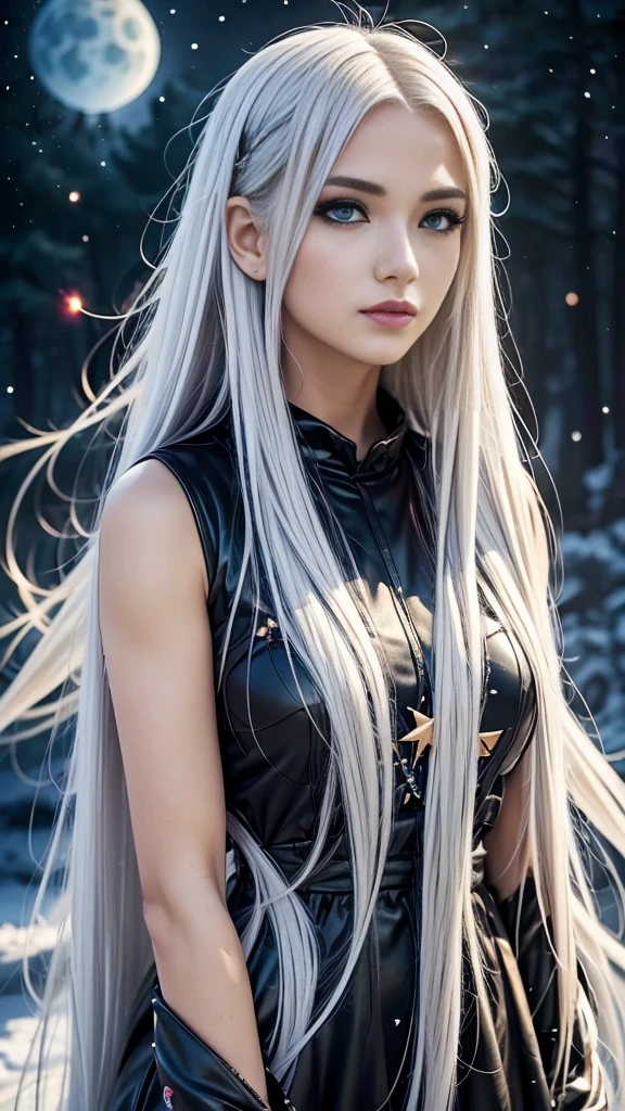 anime girl with long white hair and a star in her hair, white haired deity, anime girl with cosmic hair, star(sky) starry_sky, anime visual of a cute girl, splash art anime , white glowing aura, girl with white hair, ethereal anime, akasuki voidstar, celestial aura, nightcore, anime moe artstyle