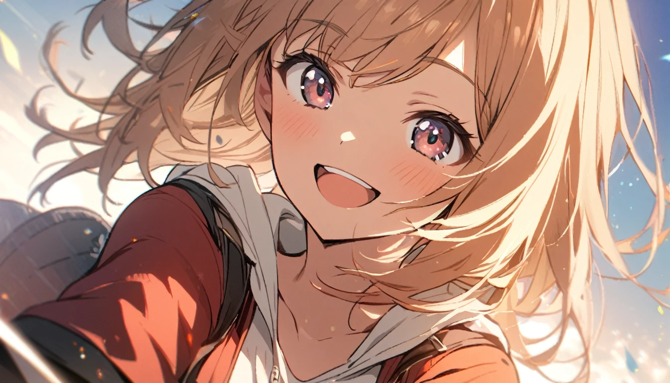 1 girl, smile