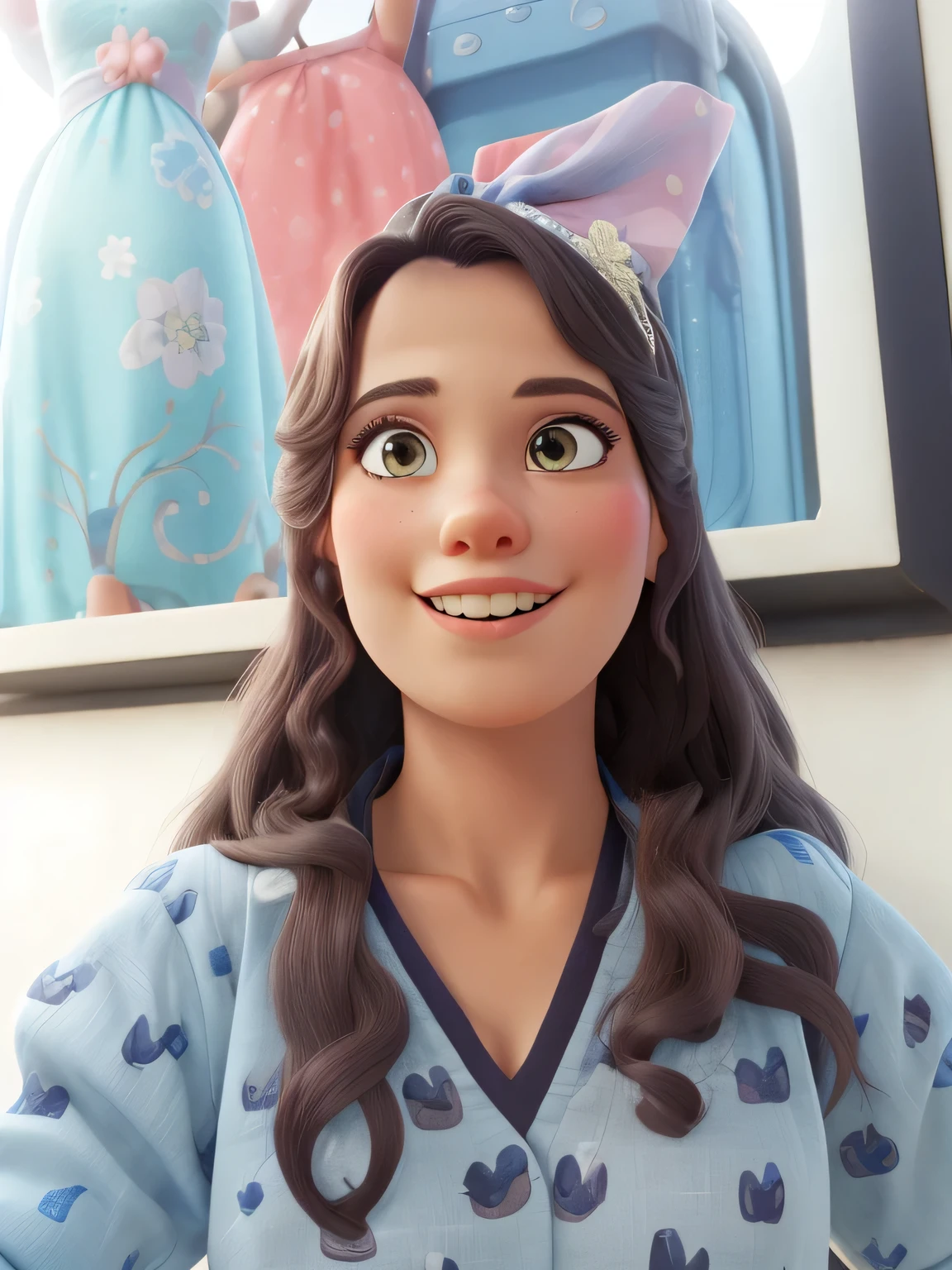 Beauthfull, Disney style, ((trunk)), blue dress