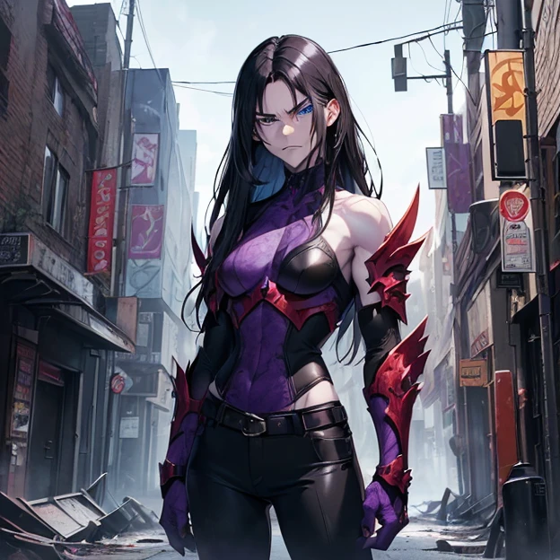 (master piece, best high quality image, high fantasy genre, very good detailed image, very good detailed character, very good detailed background, very detailed textures, carefully detailed and textures, character alone)
{{((1:character: 34 years old black hair male man abomination, (very pale skin, blue eyes, very long black shaggy hair, angry face, purple veins around the body, hands with sharp finger claws), (red bone shoulder pads, black pants), (ruined city streets, red fire all around, standing patiently, wrathful expression))}}