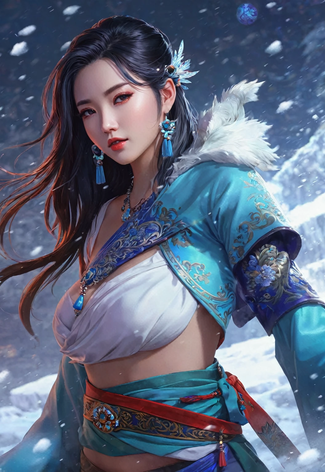 Digital Art, one character, beautiful woman, cool and cold, yuan-ti