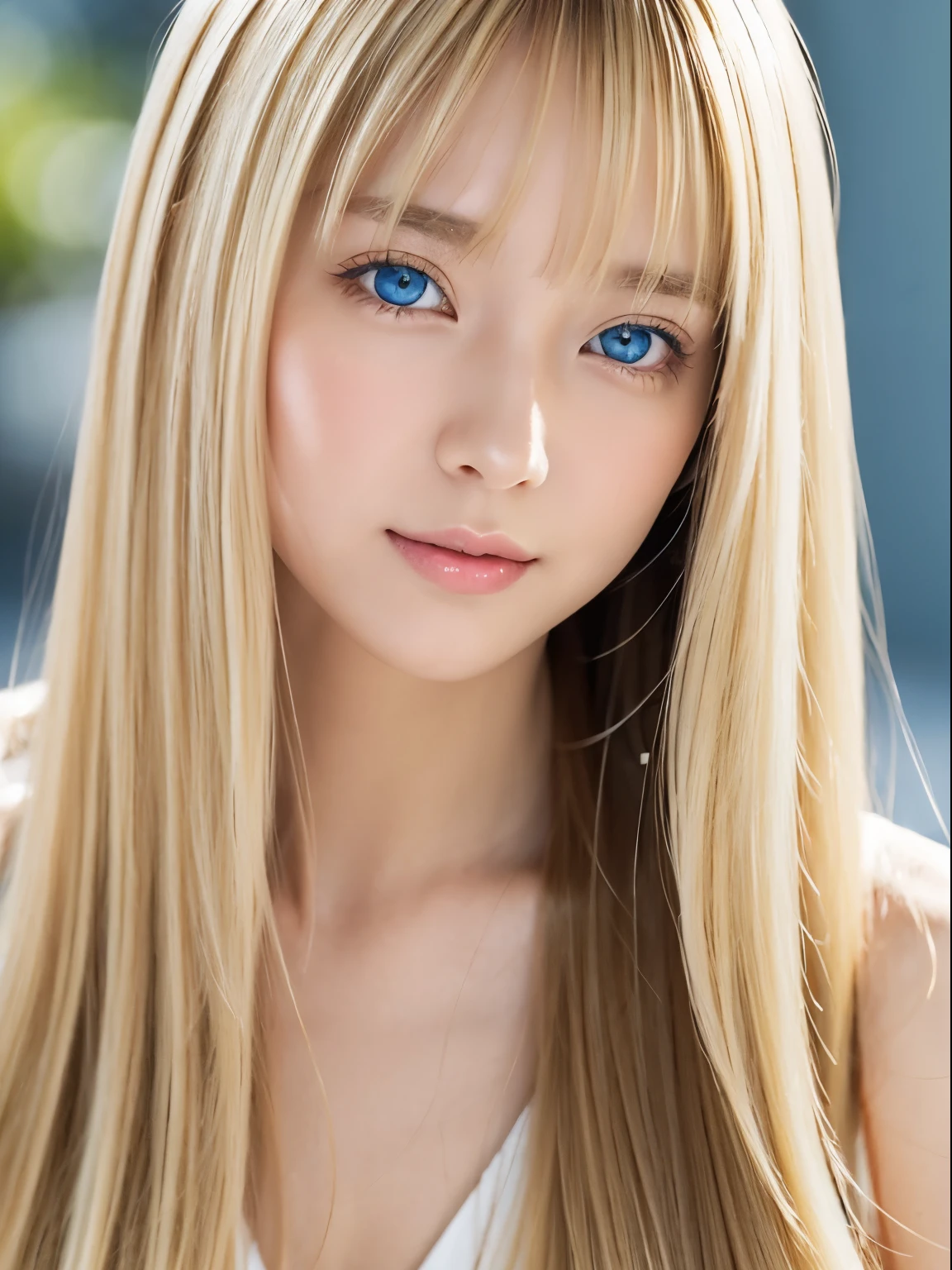Shining, clear, white skin、Windblown hair obscures her pretty face、huge、20歳のかわいいセクシーな小さなBeautiful Face、Beautiful, shiny straight hair stands out、Spectacular, bright light blue eyes、Long, silky bangs that cover cute eyes, Sexy face hiding hair super long hair sexy cute young woman long natural blonde shiny glossy hair、Small Face Beauty、Gloss Face、Cheek gloss,Crystal Clear, frame center, 完璧にBeautiful Face、Beautiful Face、Beautiful hair with sparkling bright straight blonde hair、Silk bangs between the eyes、Bangs hide the eyes, Sparkling pale blue eyes, Sexy super long blonde cute young woman with super long blonde shiny light hair