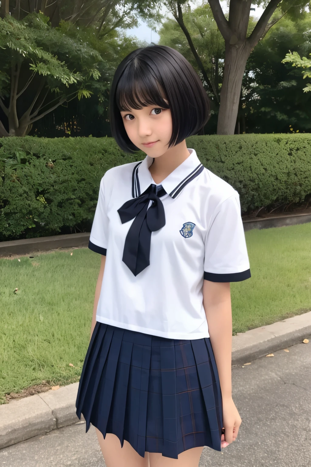 Junior high school girl, short, black hair