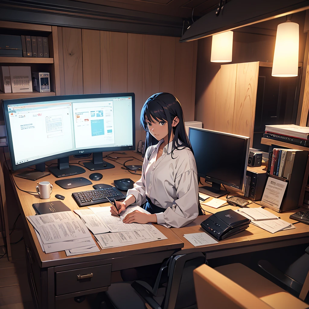 Elegant director's desk for anime background