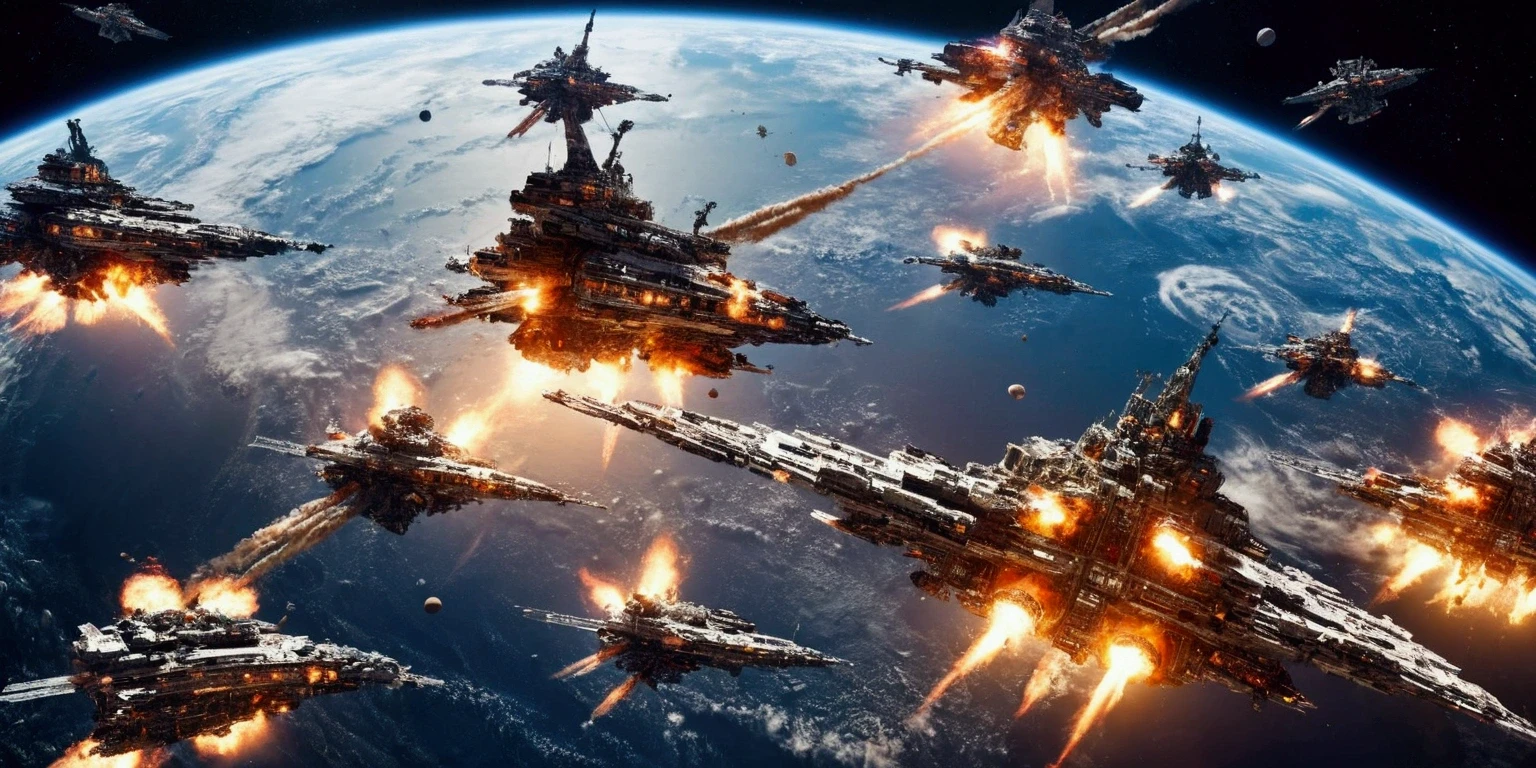Multiple spacecraft in space were destroyed,Tilt-Shift Shooting Angle