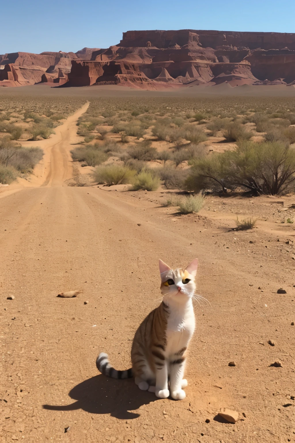 Cat traveling in the desert、Bipedal、Filming for YouTube、cute、interesting