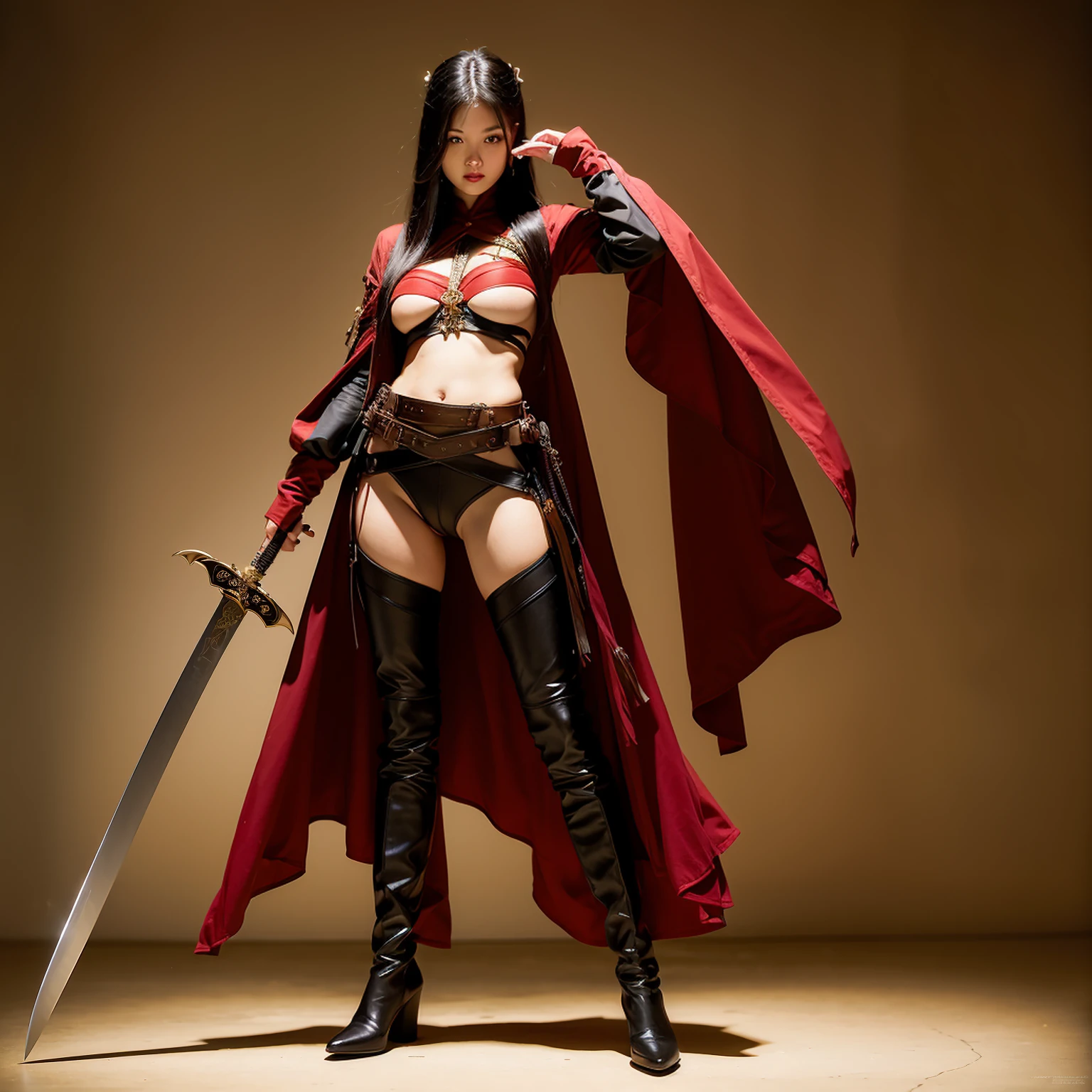 ((Full body photo, standing, feet on the floor)) Beautiful Swordsman，Wearing Western fantasy style armor，Ultra-high resolution，High heel，Wield a sword，Reality，Sexy