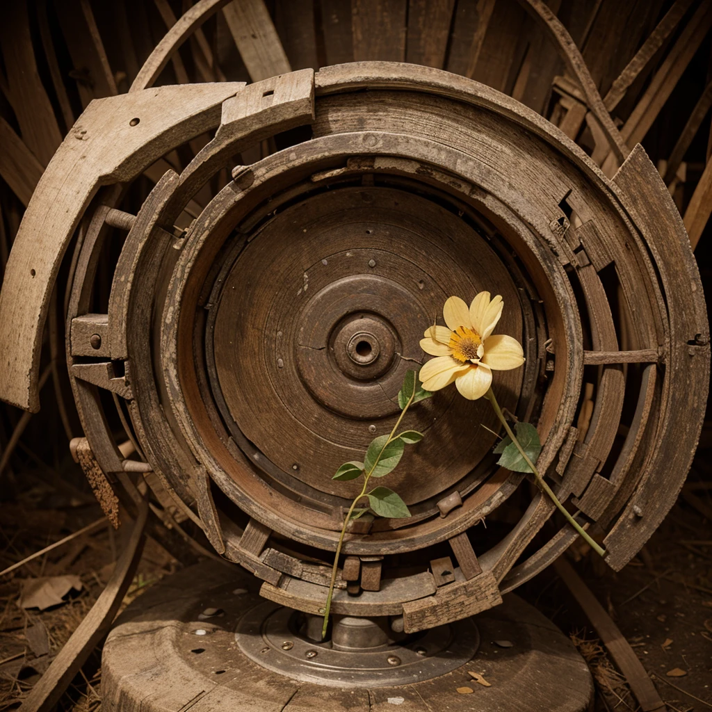 Flower coming out of rustic microphone