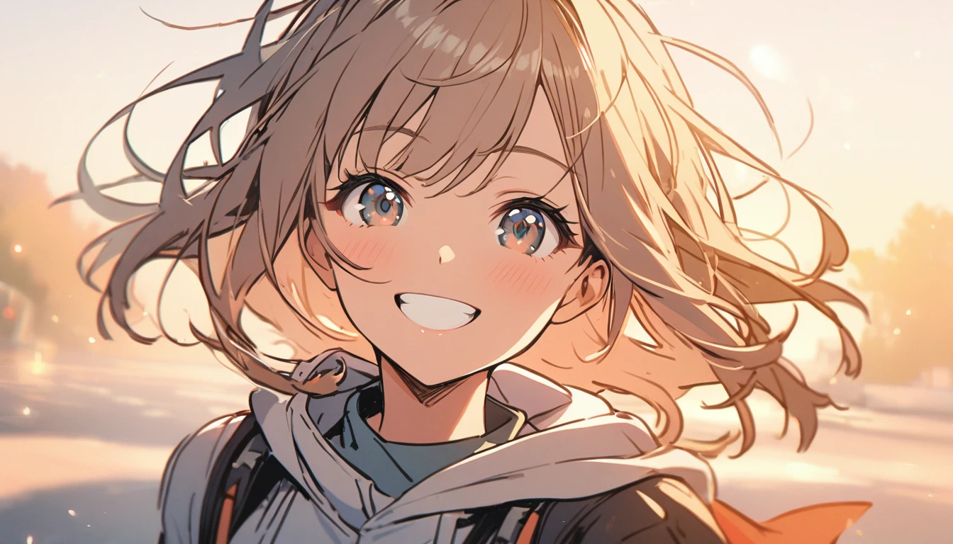 1 girl, smile
