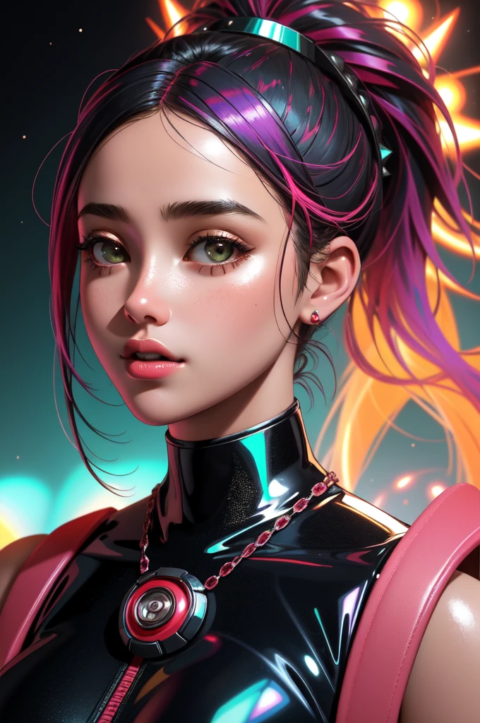 1girl, (designed by Thomas Wrede:0.7) and (Spike Lee:1.1) , awardwinning Redshift render, intricate details, medium wide shot of a voluptuous Israeli (Female Ceasar:1.3) , she is very Ruined and Unadvised, she has Ponytail hairstyle, Unattractive roots in background, Psychadelic fauna and Universe in background, at Overcast, equirectangular 360, Rough sketch, Grim, Queercore Art, electric red lighting, Low shutter, Mint green and Vibrant neon hue, Luminism, glimmering transformation, photo-realistic face, perfect skin, Unsplash, professional