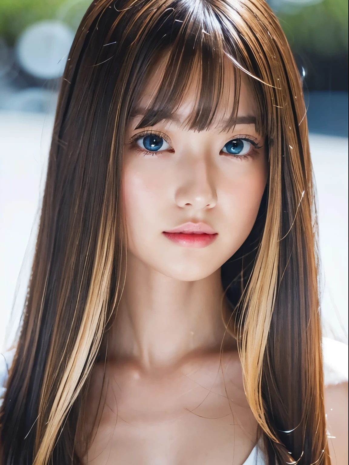 Shining, clear, white skin、Windblown hair obscures her pretty face、huge、20歳のかわいいセクシーな小さなBeautiful Face、Beautiful, shiny straight hair stands out、Spectacular, bright light blue eyes、Long, silky bangs that cover cute eyes, y face hiding hair super long hair sexute young woman long natural blonde shiny glossy hair、Small Face Beauty、Gloss Face、Cheek gloss,Crystal Clear, frame center, 完璧にBeautiful Face、Beautiful Face、Beautiful hair with sparkling bright straight blonde hair、Silk bangs between the eyes、Bangs hide the eyes, Sparkling pale blue eyes, Sexy sr long blonde cute young woman with super long blonde shiny light hair