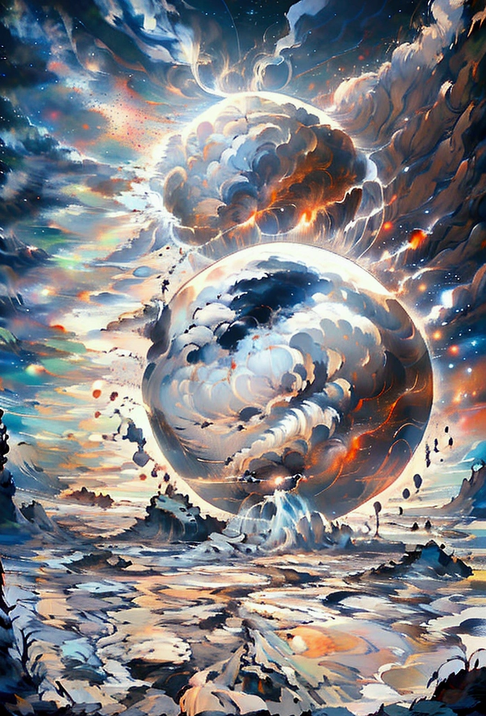god, Almighty Creator of the Universe, Bigger than all the galaxies, A highly detailed diagram of a super-giant cloud of energy in the middle of the universe, Hyper Sharp, Ultra-realistic, Complex, 32K, Photorealism Style  