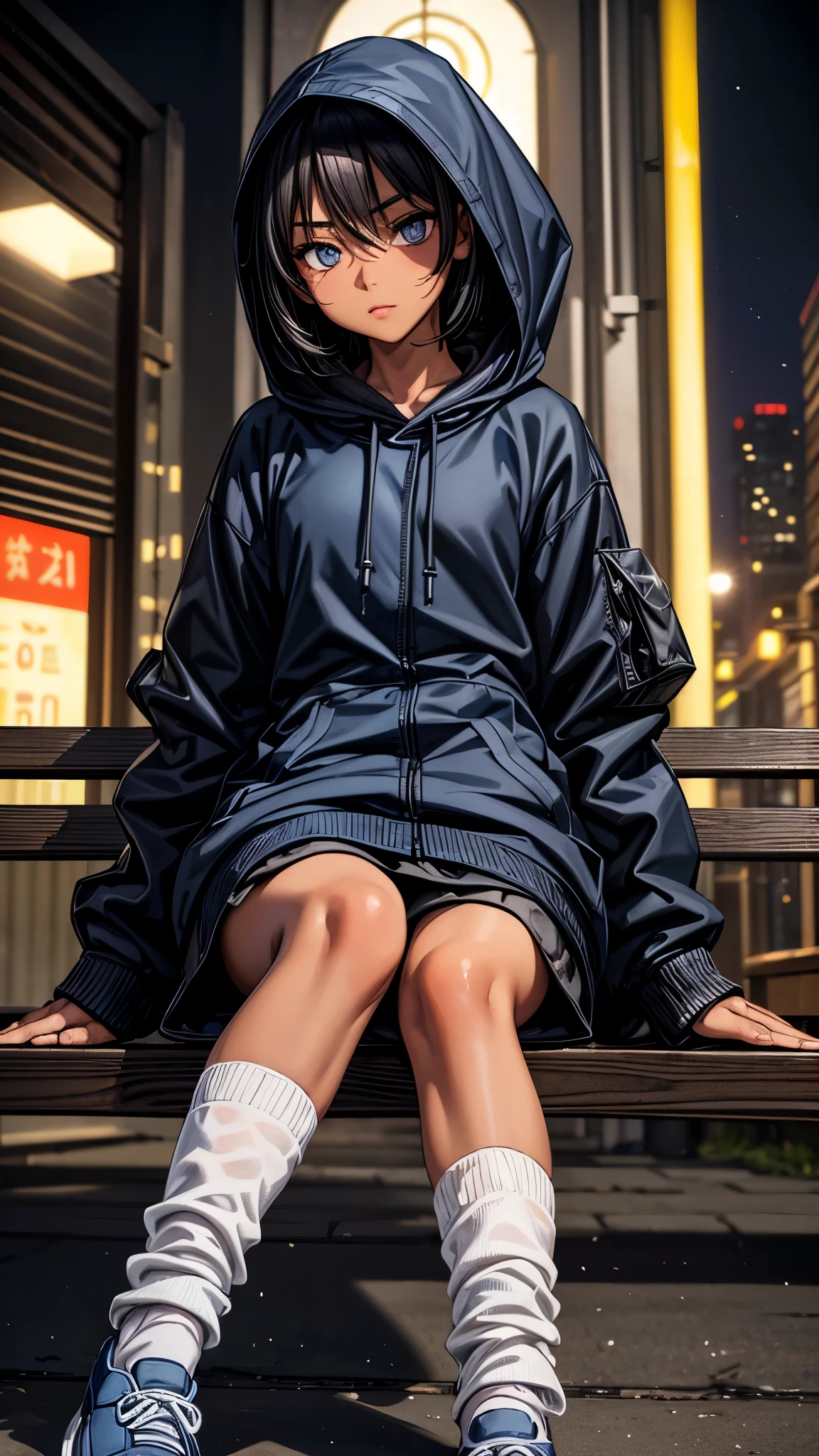 Night location,((2.0look away),((face close up)),beautiful detailed eyes, beautiful detailed lips, extremely detailed eyes and face, longeyelashes, 1 Japanese girl, inside the night park,,((dark skin color2.0)), (very short black hair),displeased,casual ((white Parka/hoodie)),(Five quarter spandex leggings),((loose socks2.0,blue sneaker)),rucksack, the countryside,dancing the ballet,best quality, 4k, 8k, highres, masterpiece:1.2, ultra-detailed, realistic, photorealistic, photo-realistic:1.37, HDR, UHD, studio lighting, ultra-fine painting, sharp focus, physically-based rendering, extreme detail description, professional, vivid colors, bokeh, portraits