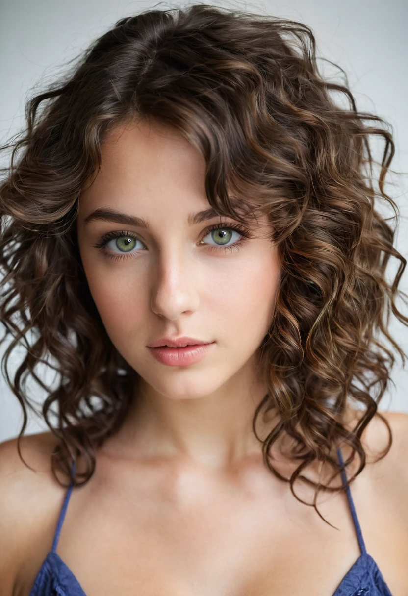 Pretty beautiful brunette, Low cut, very detailed, 18 ans, visage innocent, naturally wavy hair, yeux verts, high resolution, Boss of&#39;ouvrages d&#39;art, best quality, intricate details, very detailed, mise au point nette, detailed skin, texture de peau realistic, texture, detailed eyes, professionnel, 4K, charming smile, prise avec Canon, 85 millimeters, slight depth of field, kodak vision color, corps parfaitement ajusté, extremely detailed, Photograph_\(ultra\), photographiquerealistic, realistic, Post-traitement, maximum details, roughness, real life, ultrarealistic, photorealism, photographie, 8k uh, photographie