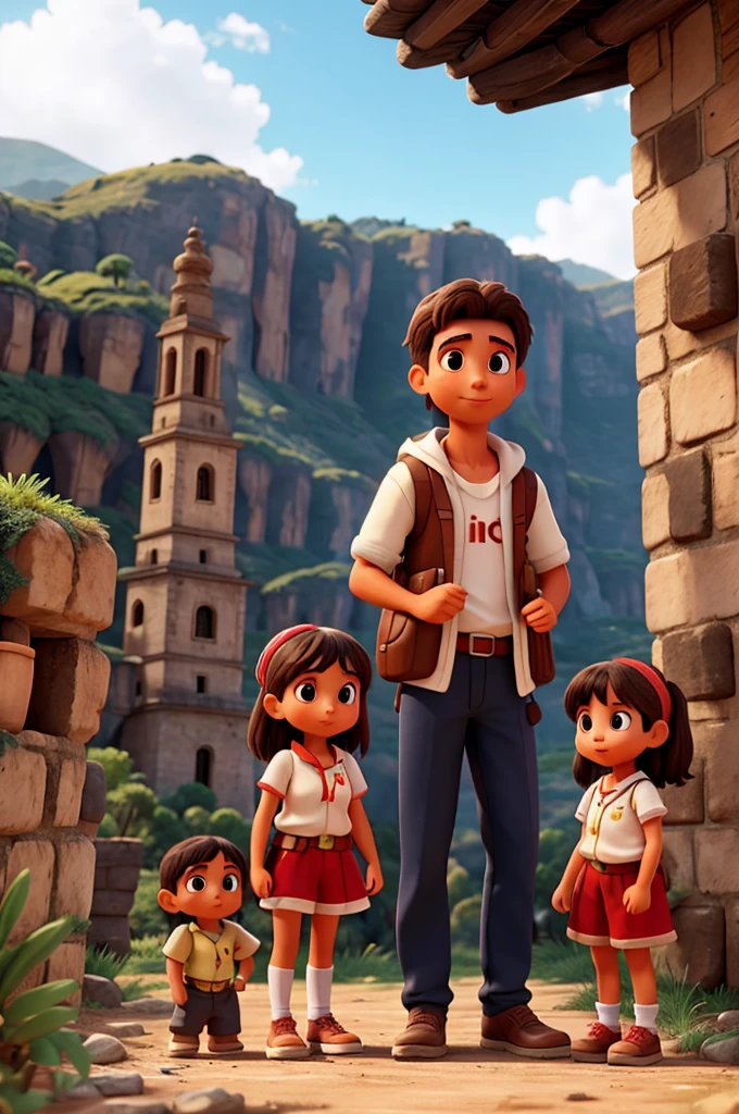 Elena, her guide Miguel, and a small exploration team.