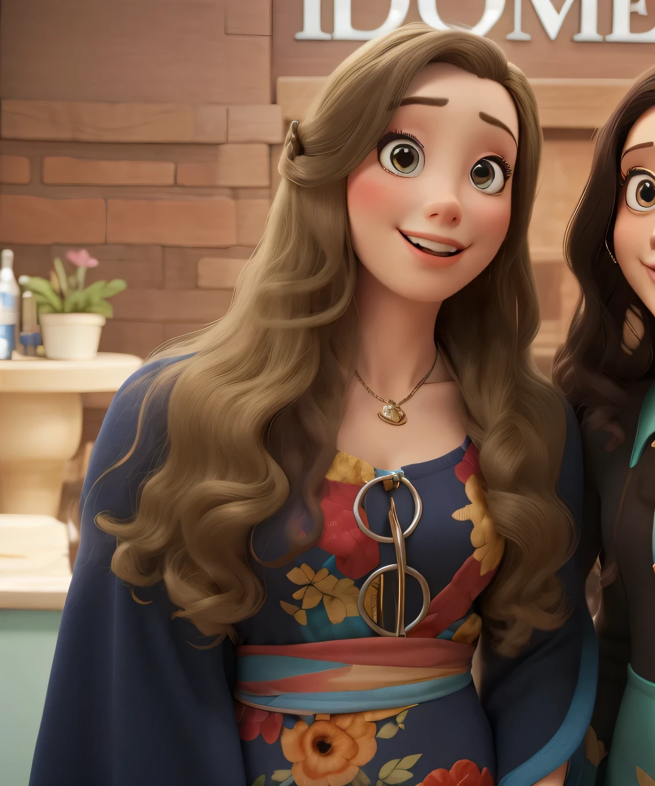 feminine beauty, Disney style, ((trunk)), blue dress