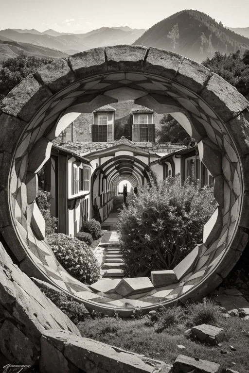 landscape,Escher&#39;s optical illusion structure,Infinite Corridor,majestic castle,Gothic style,Telephoto Shots,Realistic,Fantasy,Best Photos,Precise down to the smallest detail