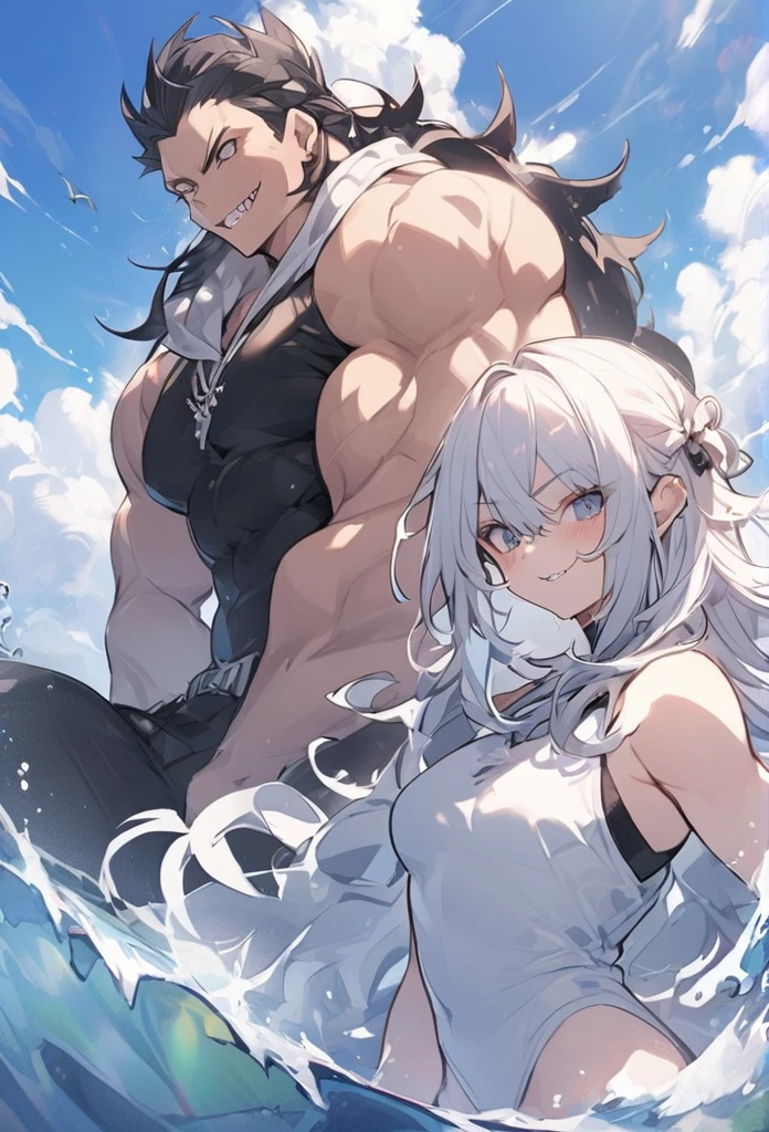 Shark personification、Ocean、Villain、female、Muscular、