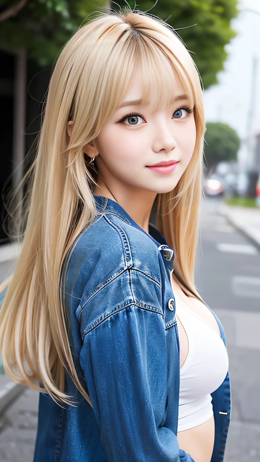 Sexy Big 、Sexy and cute look and cute 18-year-old beautiful girl, Beautiful and sexy face、A strong wind blows my hair in front of my face、Beautiful blonde with long straight hair。Her cute and sexy eyes are hidden behind her long bangs.。