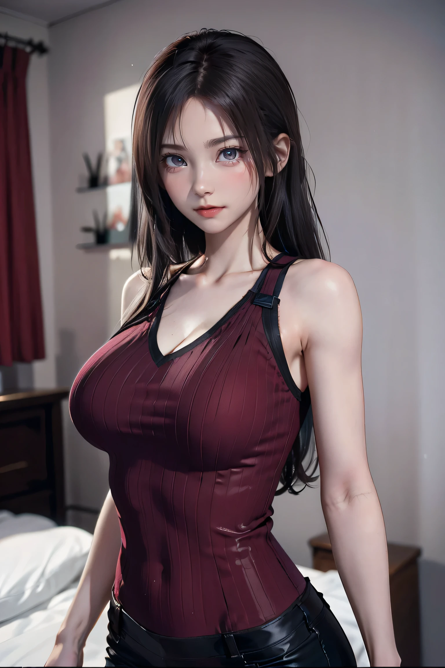 girl, Black Hair, (1980s style), ((Red sleeveless tight dress)), Big Breasts,Long Hair, (Browsing Caution:1.0),背の高いsupermodel、Long-legged supermodel、supermodel,((Highest quality、Best image quality、Ultra-high resolution、Drawing with Ultra-high resolution、Very beautiful adult Nordic woman、Strong eye highlights)),Browsing Caution,(See through)