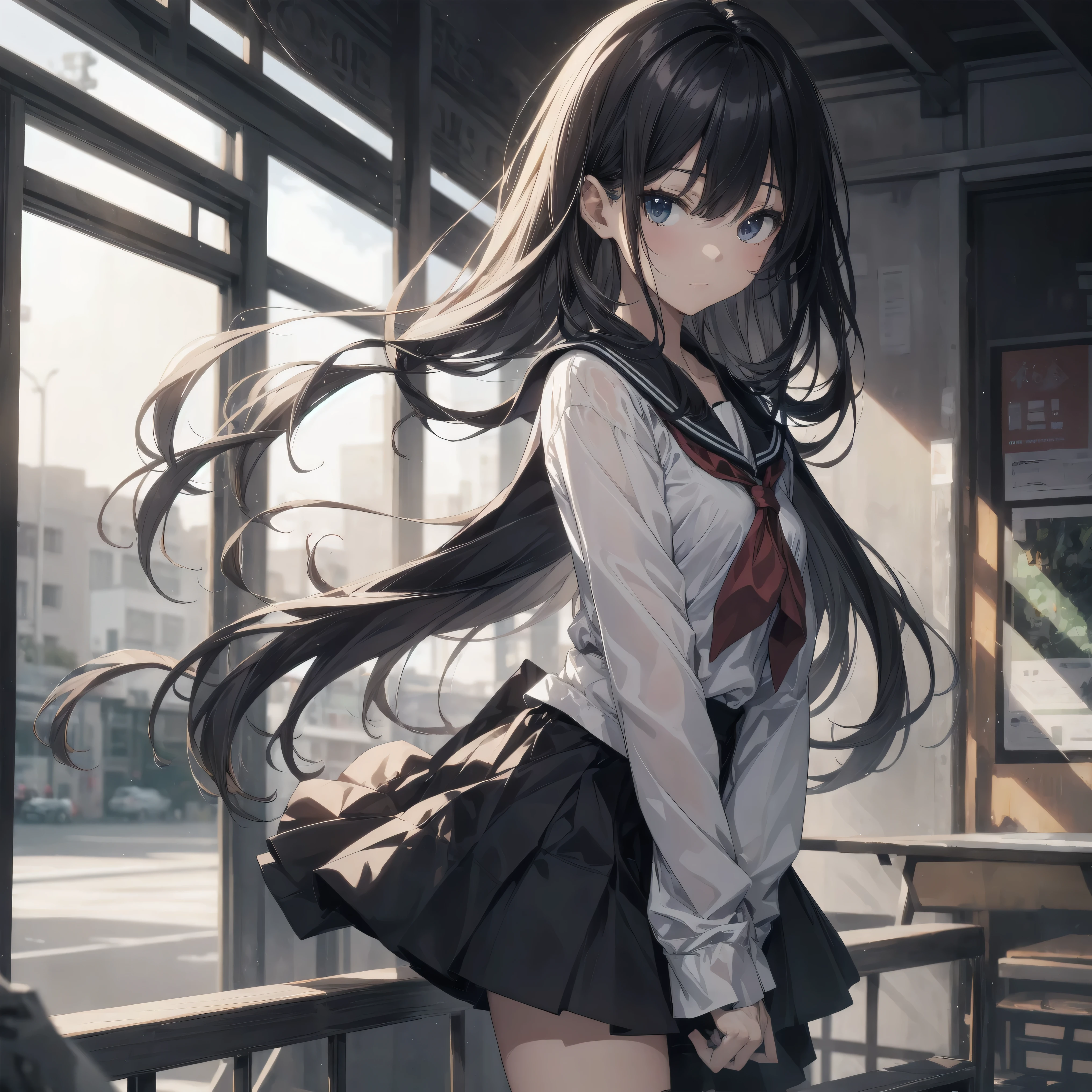 (Highest quality, 4K, 8k, High resolution, masterpiece:1.2), Very detailed, (Cool and realistic,Photorealistic:1.37), High resolution, Anime Moe Art Style, best anime 8k konachan wallpaper, pixiv Contest Winner, Perfect Anatomy, Very detailed肌,BREAK,(Please draw a girl walking sleepily to school.. ),BREAK, One girl, (alone,,,13 years old:1.3),Complete limbs, Full Finger, , The charm of androgyny, (amount,Pulling the hair back), Flat Chest, Small Ass, between legs, Small eyes,Beautiful and exquisite black eyes, Well-proportioned iris and pupil, Disgusted Eyes, High resolution detailed hair, Sailor suit, skirt, School zone. BREAK,Moderate: Anime Art, Vibrant colors, Sharp focus, Professional, bokeh.
Lighting: Natural sunlight casting a soft glow on the girl, Create a warm and welcoming atmosphere in the school zone..BREAK,Best lighting by famous artists, 8k,figure,