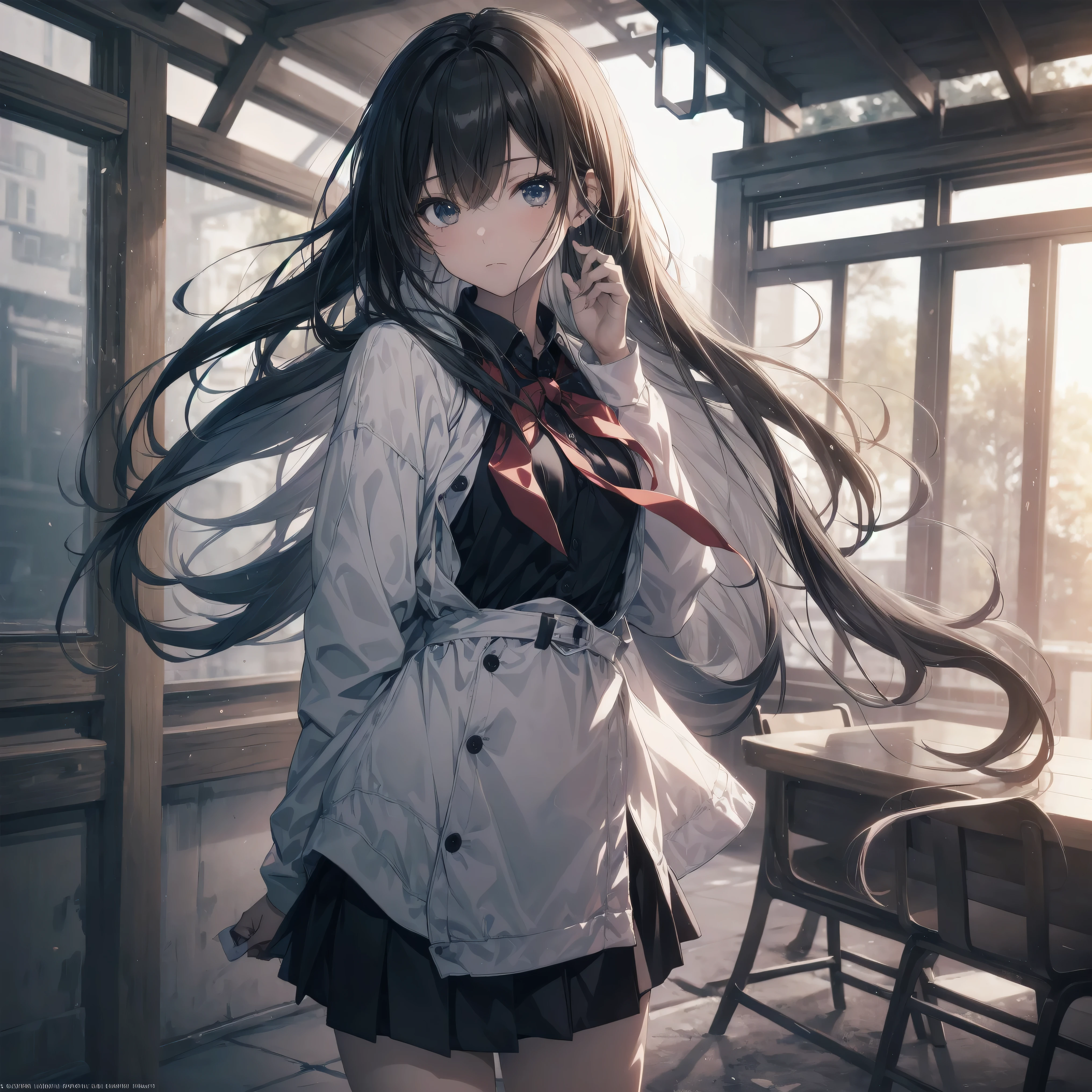 (Highest quality, 4K, 8k, High resolution, masterpiece:1.2), Very detailed, (Cool and realistic,Photorealistic:1.37), High resolution, Anime Moe Art Style, best anime 8k konachan wallpaper, pixiv Contest Winner, Perfect Anatomy, Very detailed肌,BREAK,(Please draw a girl walking sleepily to school.. ),BREAK, One girl, (alone,,,:1.3),Complete limbs, Full Finger, , The charm of androgyny, (amount,Pulling the hair back), Flat Chest, Small Ass, between legs, Small eyes,Beautiful and exquisite black eyes, Well-proportioned iris and pupil, Disgusted Eyes, High resolution detailed hair, Sailor suit, skirt, School zone. BREAK,Moderate: Anime Art, Vibrant colors, Sharp focus, Professional, bokeh.
Lighting: Natural sunlight casting a soft glow on the girl, Create a warm and welcoming atmosphere in the school zone..BREAK,Best lighting by famous artists, 8k,figure,