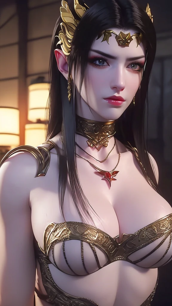 （lifelike， high - resolution：1.3）， 1 girl with a perfect body， Super fine face and eyes，slong hair， big boob，Expose cleavage5, lightning, hyper-realistic graphics, most realistic graphics, 1 girl, alone, solo, Extremely sharp, surreal image, naked, undressed, NSFW, full body.