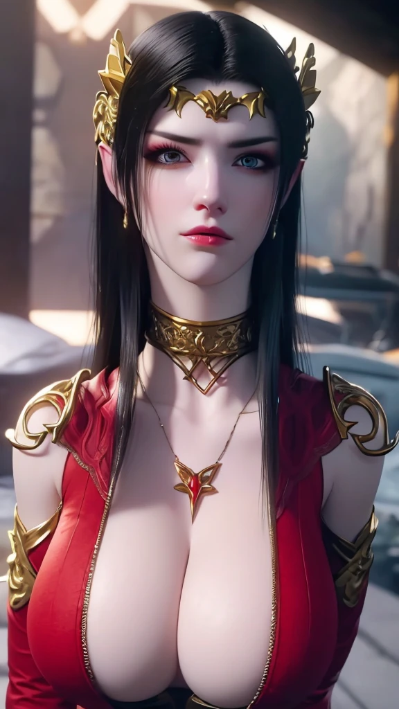 (lifelike, high - resolution:1.3), 1 girl with a perfect body, Super fine face and eyes,slong hair, big boob,Expose cleavage5, lightning, hyper-realistic graphics, most realistic graphics, 1 girl, alone, solo, Extremely sharp, surreal image, naked, undressed, NSFW, full body.