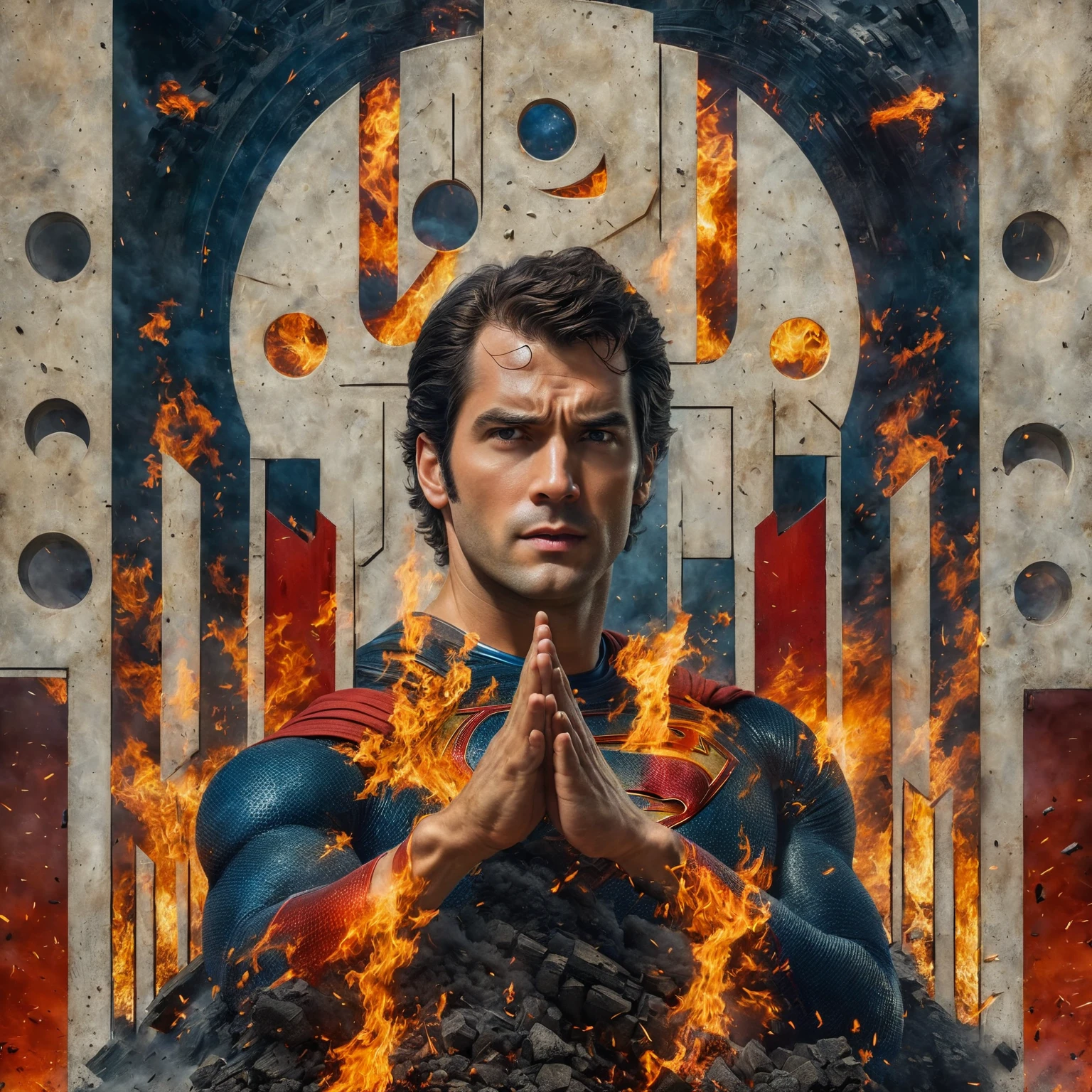 a close up of a superman is mad in front of a fire, transformers cinematic universe, wojtek fus, hq 4k wallpaper, transformers : the last knight, in the movie transformers, thertrevkaiser, Henry Cavill as superman, artstation masterpiece, super robot, superman fused with optimus prime, japanese dc live-action movie, hd wallpaper, inspired by Zack Snyder, Night sky with a huge and beautiful full moon, estrelas brilhando, 8k,