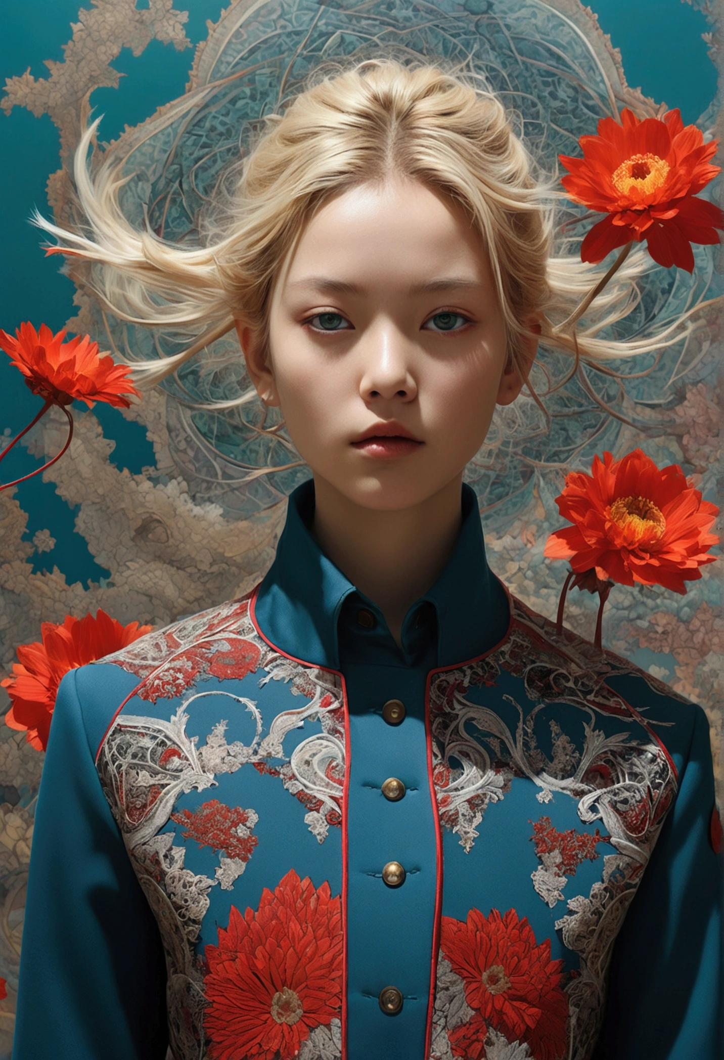 Official Art, unity 8k wallpaper, Super detailed, beautifully、aesthetic, masterpiece, Highest quality, (zentangle, mandala, Tangle, enTangle), (fractal art:1.3) , One girl, Red flower, Very detailed, Dynamic Angle, Cowboy Shot, The most beautiful form of chaos, elegant, Brutalist design, Vibrant colors, Romanticism, James Jean, Robbie Dowie Anton, ross tran, francis bacon, It was freezing cold, adrian's genius, Petra Cortright, gerhard richter, takato yamamoto, Ashley Wood, Atmospheric optical illusionOfficial Art, unity 8k wallpaper, Super detailed, beautifully、aesthetic, masterpiece, Highest quality, (zentangle, mandala, Tangle, enTangle), (fractal art:1.3) , One girl, Red flower, Very detailed, Dynamic Angle, Cowboy Shot, The most beautiful form of chaos, elegant, Brutalist design, Vibrant colors, Romanticism, James Jean, Robbie Dowie Anton, ross tran, francis bacon, It was freezing cold, adrian's genius, Petra Cortright, gerhard richter, takato yamamoto, Ashley Wood, Atmospheric optical illusionchibinaruto, 1人のboy, Blonde, Men's Center, alone, null, Green Eyes, cloud, Day, Beard pattern, bird, blue null, boy, Jacket, Outdoor, Upper Body, cloudy null
