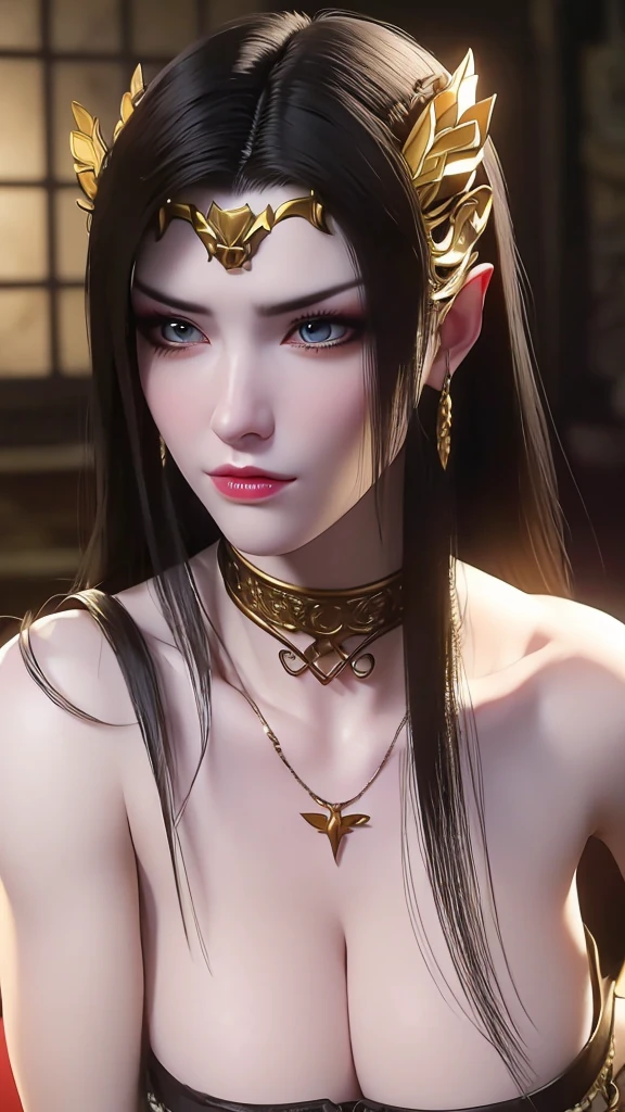 (lifelike, high - resolution:1.3), 1 girl with a perfect body, Super fine face and eyes,slong hair, big boob,Expose cleavage5, lightning, hyper-realistic graphics, most realistic graphics, 1 girl, alone, solo, Extremely sharp, surreal image, naked, undressed, NSFW, full body.