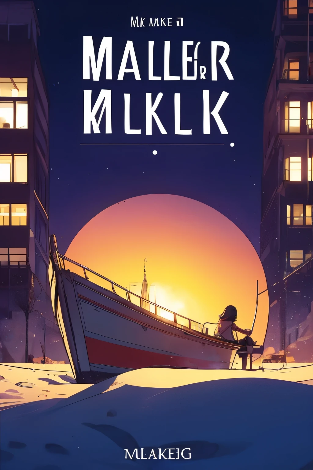Make a novel cover with letters that say &quot;Malakar&quot;