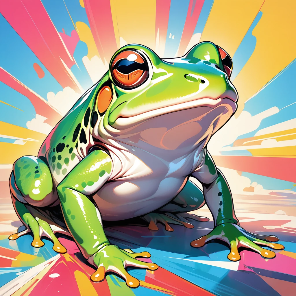 (masterpiece, best quality:1.2), pop art, a frog, Generated in SFW, ARW