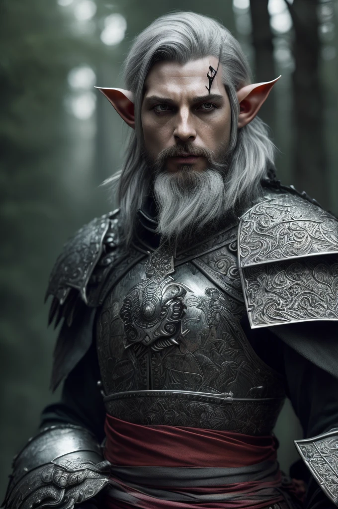 evil (male grey elf:1.2) wearing a (medium armor:1.2), librarian, (insanely detailed, bloom:1.5), ((solo)), (highest quality, Alessandro Casagrande, Greg Rutkowski, Sally Mann, concept art, 4k), (colourful), (high sharpness), ((detailed pupils)), red eyes, ((painting:1.1)), (digital painting:1.1), detailed face and eyes,Masterpiece, best quality, highly detailed photo:1, 8k, detailed face,photorealistic,By jeremy mann, by sandra chevrier, by maciej kuciara, ((samurai)), sharp, ((perfect body)), realistic, real shadow, 3d, (silver sexy jewelerie), ((full body)), ((dark and gloomy forest)), (by Michelangelo)