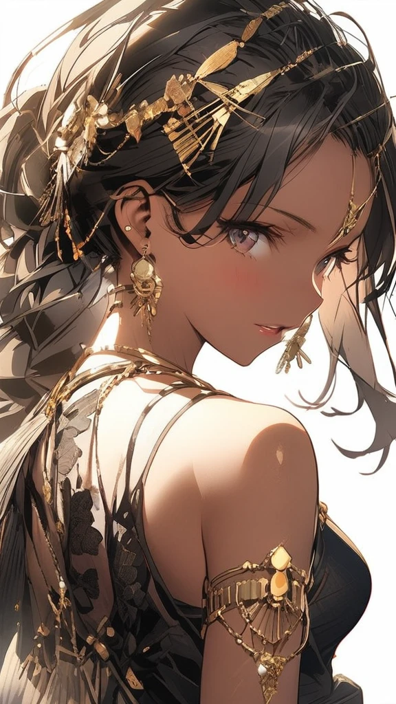 Naked, long black hair, female Y-balance