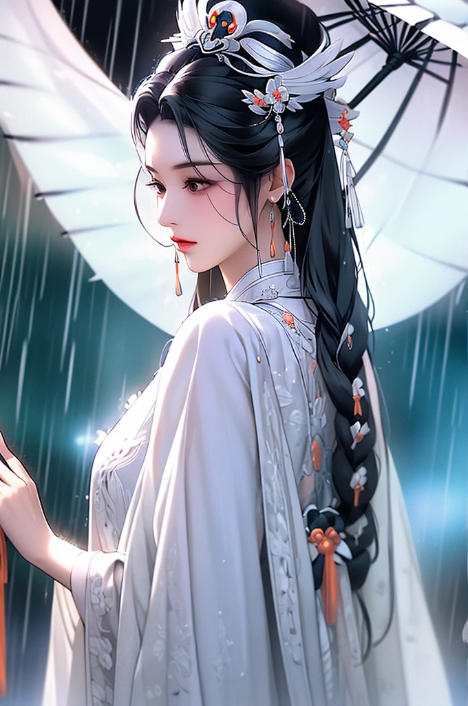 Black Hair, Immortal, Beauty, Royal sister, Stepmother, White Taoist robe, Phoenix Coronet, Hair Bunch