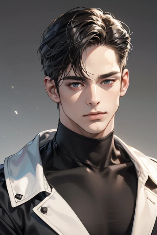 (Best quality,4K,8K,a high resolution,masterpiece:1.2),ultra detailed,(realistic,photorealistic,photo-realistic:1.37),39 year old man,Beautiful anime,portraits,strong,masculine,dark hair,Sharp jawline,Mesmerizing eyes,Perfectly styled hair,confident expression,bright colors,dynamic lighting,Brown eyes,(Black T-shirt),(dark skin),((mature man, man 40 years old)), (square jaw)